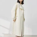 High Quality Winter Cashmere Coat Double Faced Long 100% Wool Coats Women With Hood