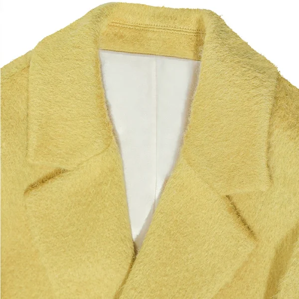 Winter Luxury Handmade Yellow Long Genuine Alpaca Wool Coats for Women - Image 2