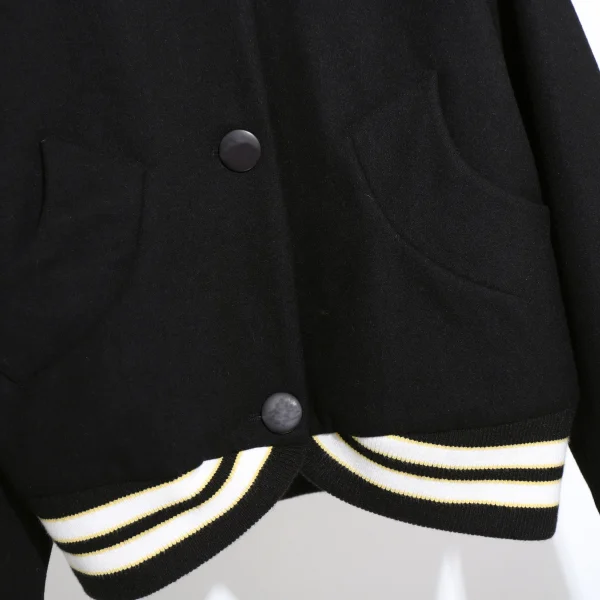 High Quality Winter Single Breasted Bomber Jacket Street Cropped Baseball Wool Coat Women - Image 4