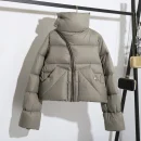 Luxury Scarf Collar Puffer Jacket Winter Warm 420g 90% White Duck Down Coats Women With Zippers