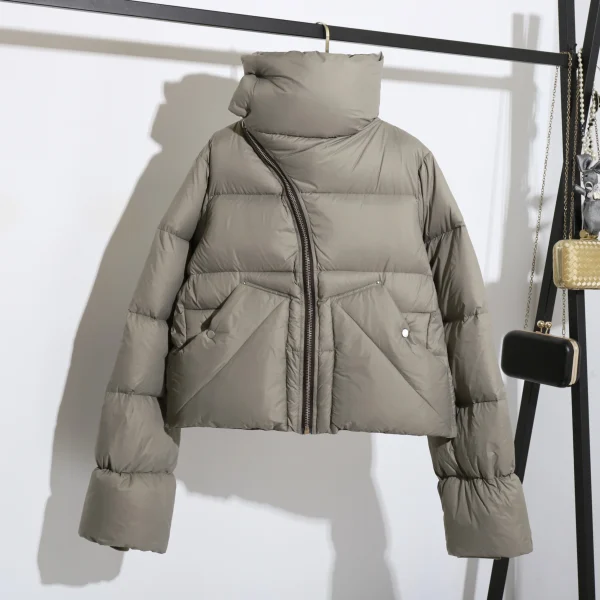 Luxury Scarf Collar Puffer Jacket Winter Warm 420g 90% White Duck Down Coats Women With Zippers - Image 4