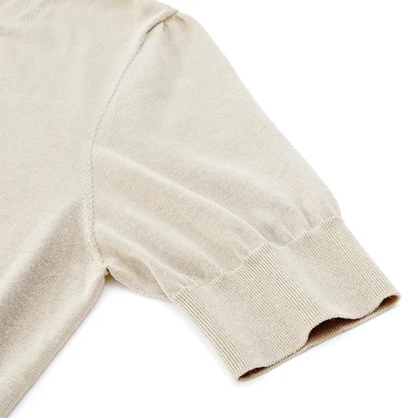 High Quality Single Breasted Knitted Cardigan Summer Wool Acetate Half Sleeve Knitwear for Women - Image 4
