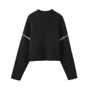 100% Wool Knitwear Long Sleeve Jacquard Knitted Pullover Sweater for Women