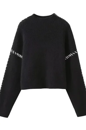 100% Wool Knitwear Long Sleeve Jacquard Knitted Pullover Sweater for Women