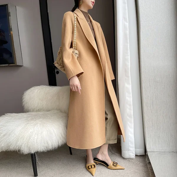 Women's Wool Blends in 2025 the New Winter Solid Color  Jacket Fashion Elegant Commuting Cashmere Coat Handmade - Image 5