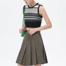 Sleeveless Stripe Knitwear Women Cropped Wool Mohair Knitted Sweater Vests