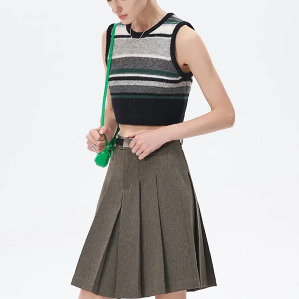 Sleeveless Stripe Knitwear Women Cropped Wool Mohair Knitted Sweater Vests - Image 5