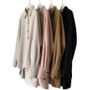 Single Breasted Casual Oversized Handmade Genuine Silk Wool Coats for Women