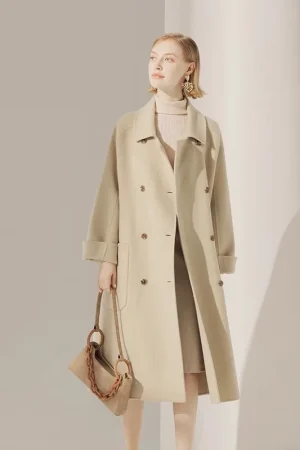 Wool Coat Women Medium-length 2025 Autumn and Winter New High-end Temperament Double-breasted Woolen Coat