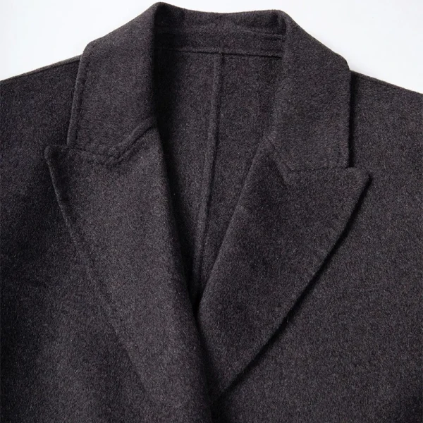 Winter Belted Woolen Coat Crop Double Faced Genuine Goat Cashmere Wool Coats for Women - Image 3