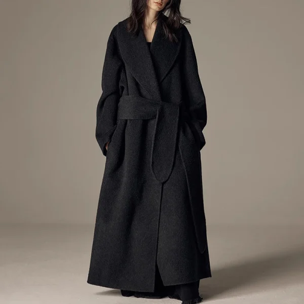Winter Luxury Long Camel Hair Woolen Coats Double Faced Wool Trench Coat for Women