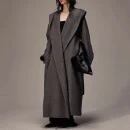 High Quality Double Faced Woolen Trench Coat Winter Luxury Goat Cashmere Wool Coats Women with Hood