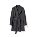 Winter Belted Woolen Coat Crop Double Faced Genuine Goat Cashmere Wool Coats for Women
