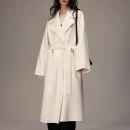 Luxury Turn Down Collar Cashmere Trench Coats Winter Long Wool Coat Women with Belt