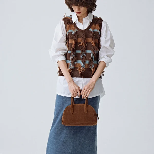 Luxury Sleeveless Tassel Cotton Waistcoat Short Knitted Wool Sweater Vest for Women - Image 3