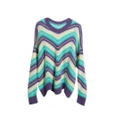 100% Wool O Neck Sweater Women Winter Handmade Knitted Sweater With Stripe Pattern