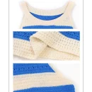 Summer Stripe Cami Tank Tops Hollow Out Knitted Cotton Vest Women