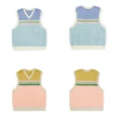 Dopamine Style Rainbow V Neck Fur Waistcoat Crop Polyester Knitted Sweater Vests for Women