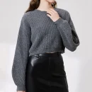 Fashion Luxury Women Knitwear Pullover Winter Cropped Crewneck 100% Wool Knitted Sweater