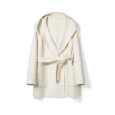 Winter Double Faced Hooded Woolen Coat Luxury Cropped Alpaca Wool Coats Women With Belt