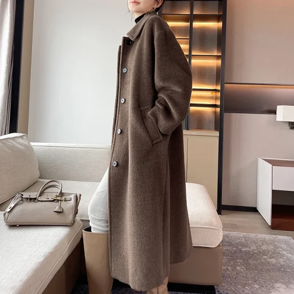 Small Batch Popular This Year High-end Middle Aged and Elderly Profile Casual Fashion Long Vicuna Cashmere Coat - Image 5