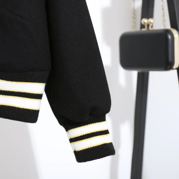 High Quality Winter Single Breasted Bomber Jacket Street Cropped Baseball Wool Coat Women - Image 5