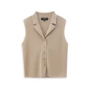 Summer Turn Down Collar Waistcoat Sleeveless 100% Wool Knitted Suit Vest for Women