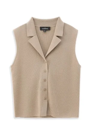 Summer Turn Down Collar Waistcoat Sleeveless 100% Wool Knitted Suit Vest for Women