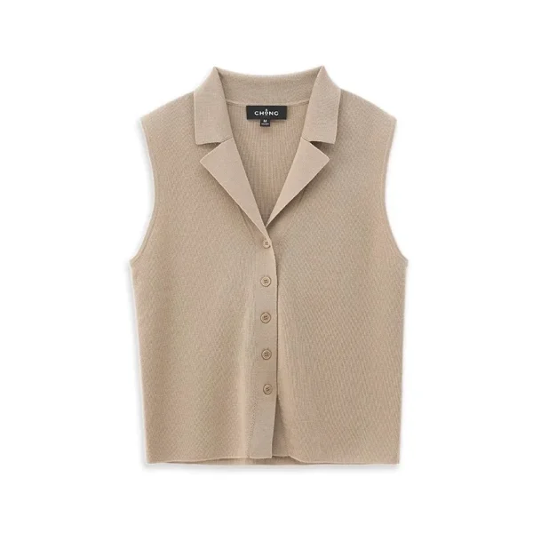 Summer Turn Down Collar Waistcoat Sleeveless 100% Wool Knitted Suit Vest for Women