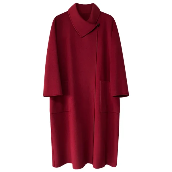 Small Batch Clothing Processing Winter High-quality Women's Designer 100%cashmere Coat European Fashion commuter Lacing - Image 5