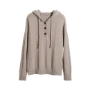 Cashmere Pullover Hoodie Winter Spring Women 100% Wool Knitted Sweater With Drawstring Hood