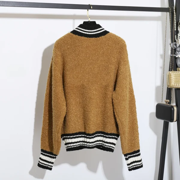 New Design Winter Warm Knitted Long Sleeve Sheep Fur Jacket Cropped Lamb Wool Coat Women With Zipper - Image 2