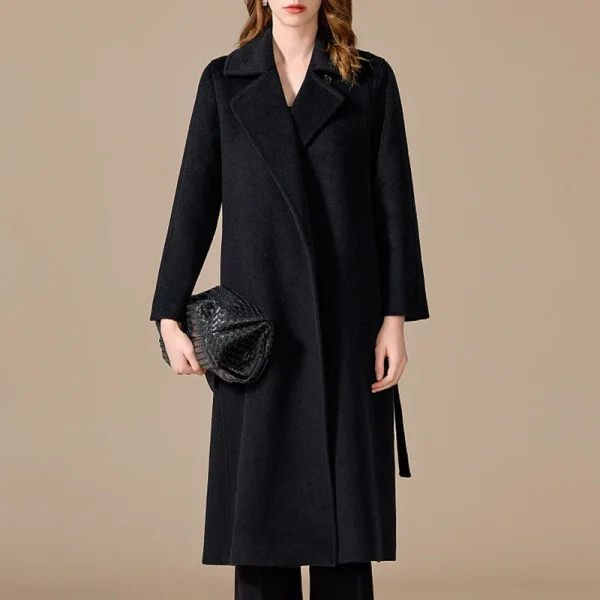 High End Single Faced Long Cashmere Coat Women Luxury 100% Camel Hair Coats With Belt - Image 3