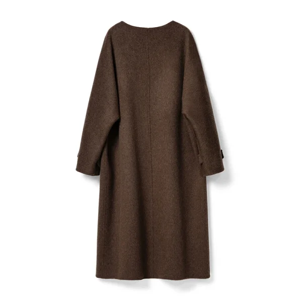 High Quality Real Camel Cashmere Coat Winter O Neck Long Genuine Wool Coats for Women - Image 2