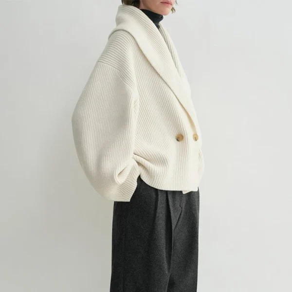 High Quality Shawl Collar Knitwear Coats Women Loose Knitted 100% Wool Cardigan - Image 3