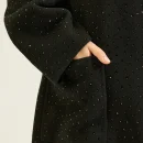 Luxury Hot Fix Rhinestone Woolen Coat Handmade Double Faced Long 100% Genuine Wool Coats for Women