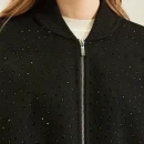 Winter Luxury Double Faced Handmade Hot Fix Long 100% Real Wool Coat Women With Zipper