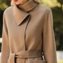 Winter Hot Middle-length Girls Cashmere Coat Warm Thickened Double-length Collar Straight Version With Thin Belt Work Commuting