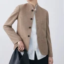 Luxury Double Faced Goat Cashmere Jackets Winter Cropped Knitted Wool Coat Suit for Women