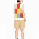 Canvas Puzzle O Neck Sleeveless Waistcoat 100% Cotton Knitted Sweater Vest Women