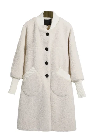 Winter Fashion Long Lamb Fur Coat Loose Thick Warm Genuine Wool Coat for Women