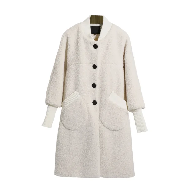 Winter Fashion Long Lamb Fur Coat Loose Thick Warm Genuine Wool Coat for Women