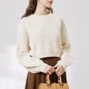 Fashion Luxury Women Knitwear Pullover Winter Cropped Crewneck 100% Wool Knitted Sweater