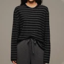 High Quality Long Sleeve Knitted 100% Wool Pullover O Neck Striped Knitwear for Women