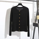 High Quality Single Breasted Solid O Neck Sweater 100% Wool Knitted Cardigan for Women