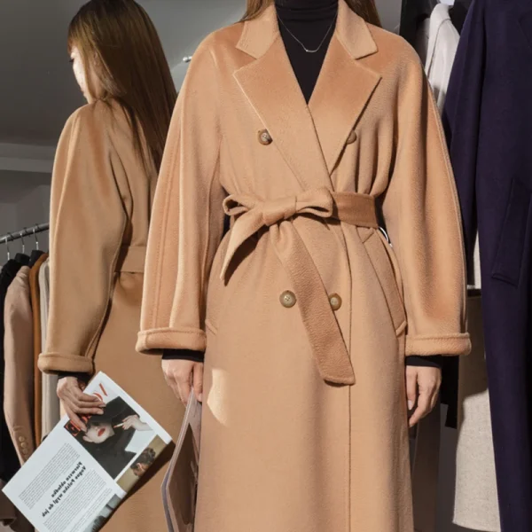 Winter Peru  Quality Goods Cashmere Coat Women's Wool Blends Water Ripple New Design - Image 2