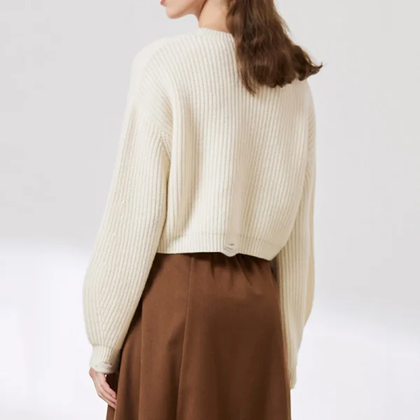 Fashion Luxury Women Knitwear Pullover Winter Cropped Crewneck 100% Wool Knitted Sweater - Image 5