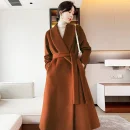 the Real Alpaca Hair Europe and America Elegant Loose Coat Medium Length High Quality  Cashmere Coat