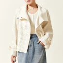 Hot Fix Rhinestone Woolen Coat Double Faced Short 100% Wool Coats for Women
