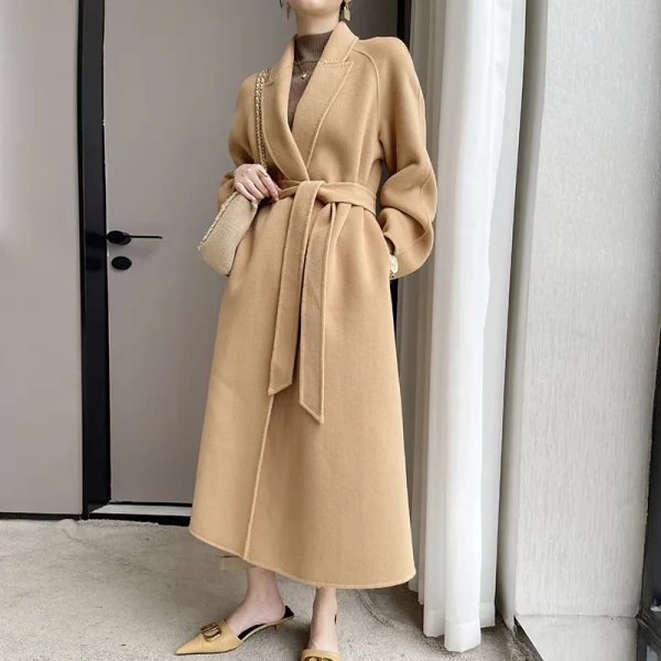 Women's Wool Blends in 2025 the New Winter Solid Color  Jacket Fashion Elegant Commuting Cashmere Coat Handmade - Image 4